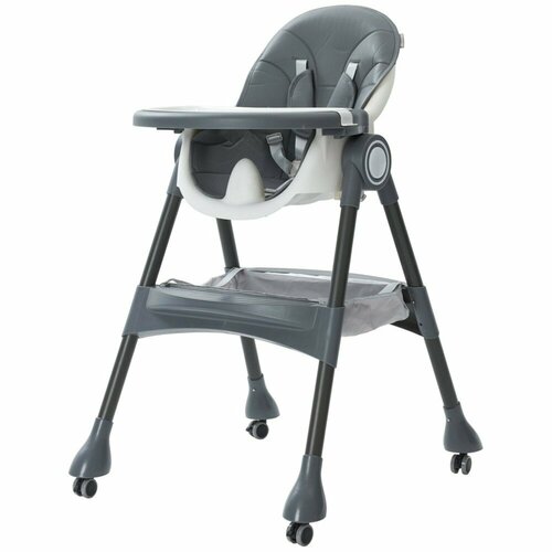 фото Стульчик для кормления ребенка 3 в 1 unix kids classic grey с 6-ти месяцев, складной, на колесиках