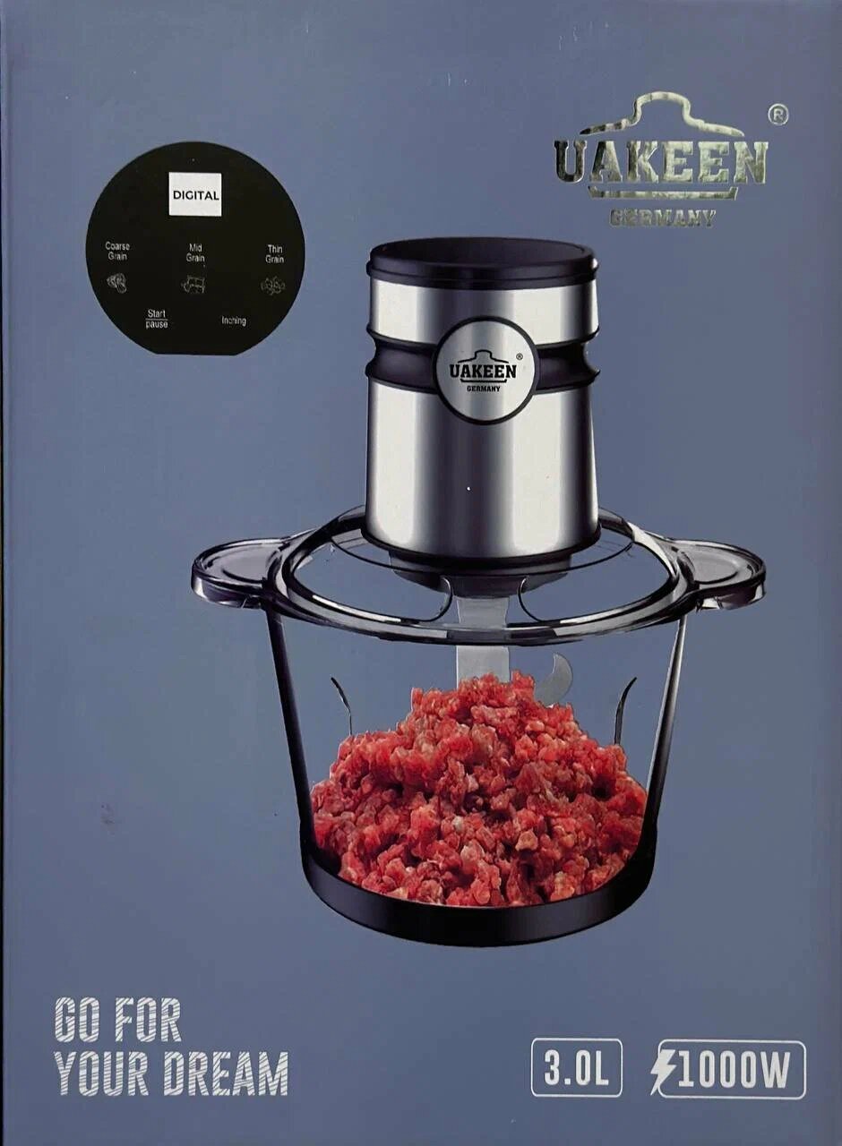Сенсорный чоппер UAKEEN ZL-113, нержавеющая сталь, 3 л, мощность 1000Вт, отлично качество