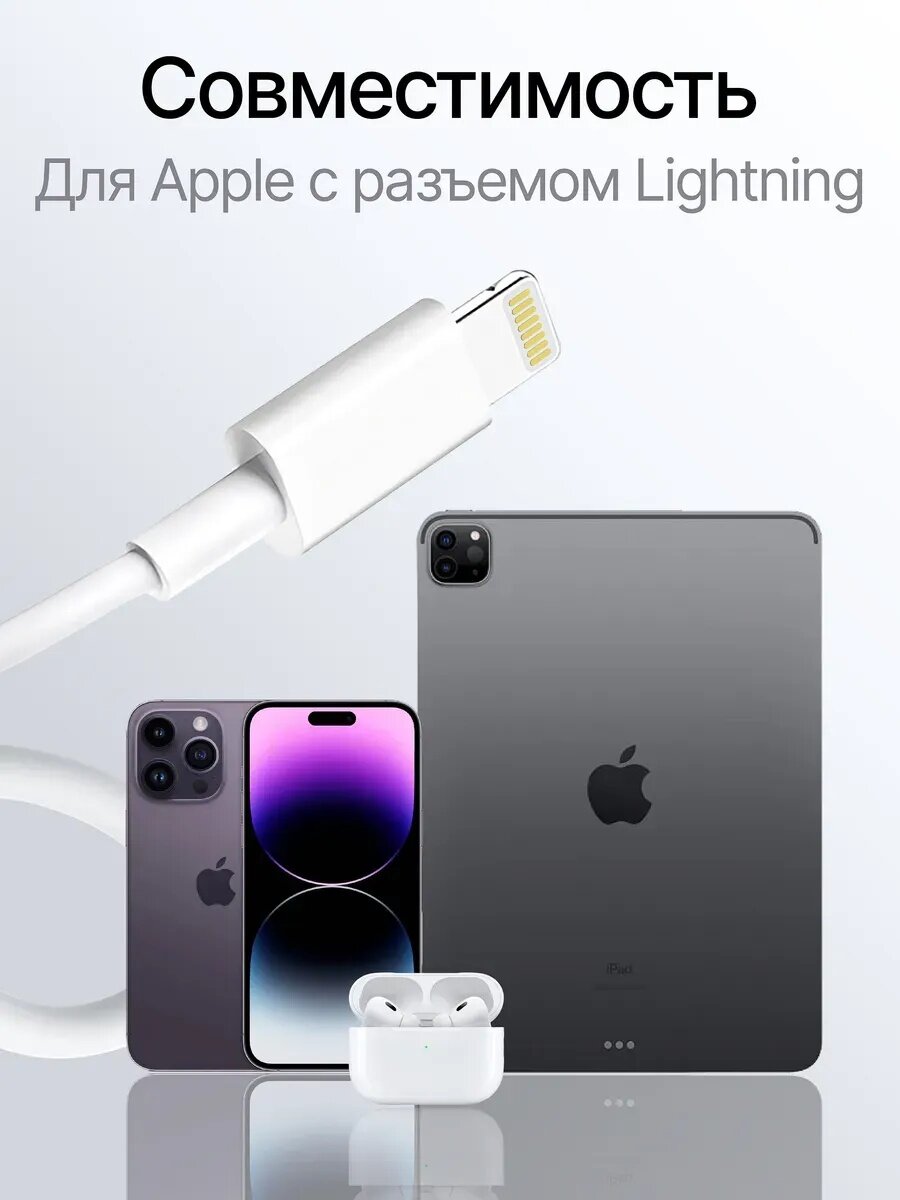 Кабел для зарядки iPhone USB/Type-C (черный) Кабель для быстрой зарядки и передачи данных Type-C USB 6А — фото 1