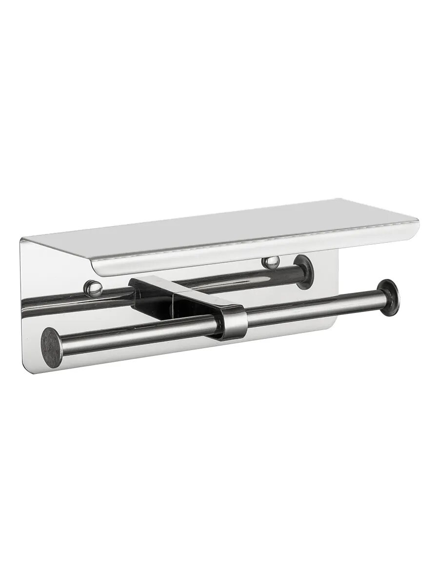 Держатель туалетной бумаги Frap F503 с полочкой, нержавеющая сталь, серебристый