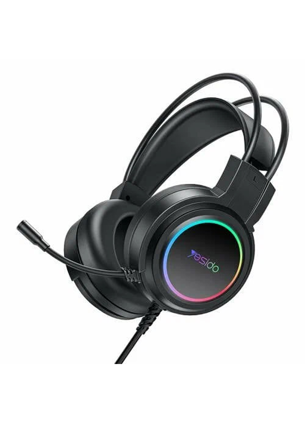 Игровые наушники Yesido EK05 с USB, RGB подсветкой и микрофоном, HiFi звук, мягкие амбушюры