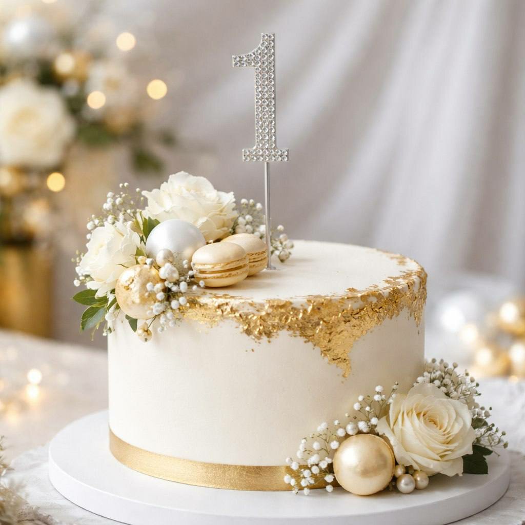 Топпер 1 металлический серебряный со стразами