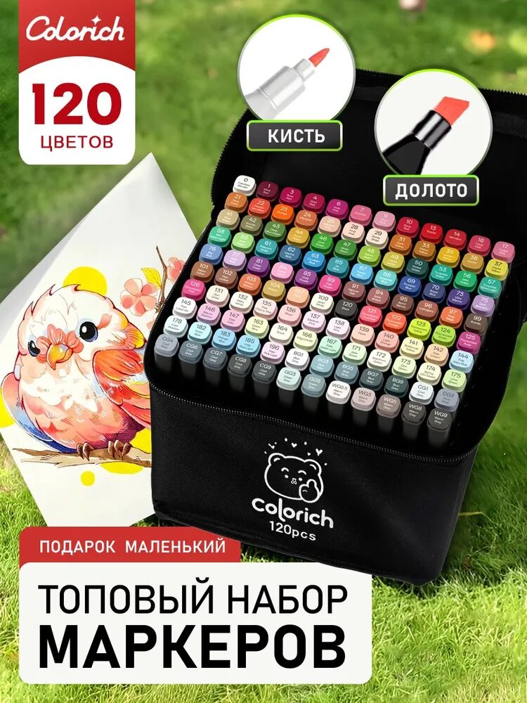Colorich Набор спиртовых маркеров 120 шт. 1 мм для текста и граффити