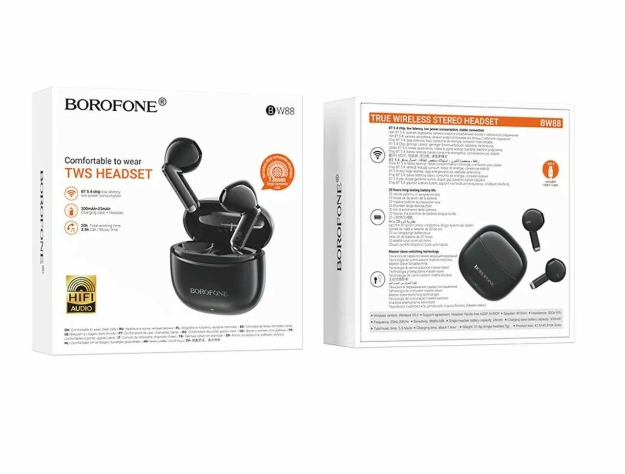 Наушники Беспроводные Borofone BW88 безвакуумные вкладыши TWS Bluetooth 5.4