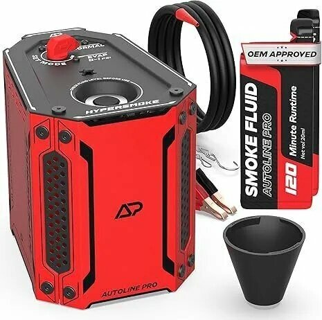 AutoLine Pro-S13 Дымогенератор для автомобиля, автотечеискатель, детектор утечек, проверка герметичности (12V)(2*Жидкость для генерации дыма+Конический стык)