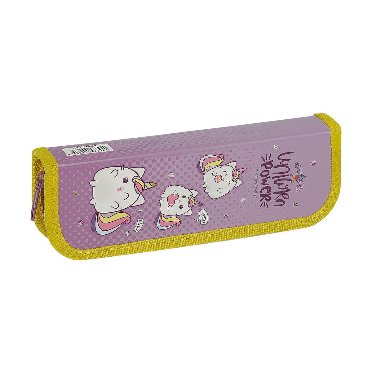 Пенал «Unicorn Power» с единорогами, 1 отделение, 19x6 см, текстиль, фиолетовый