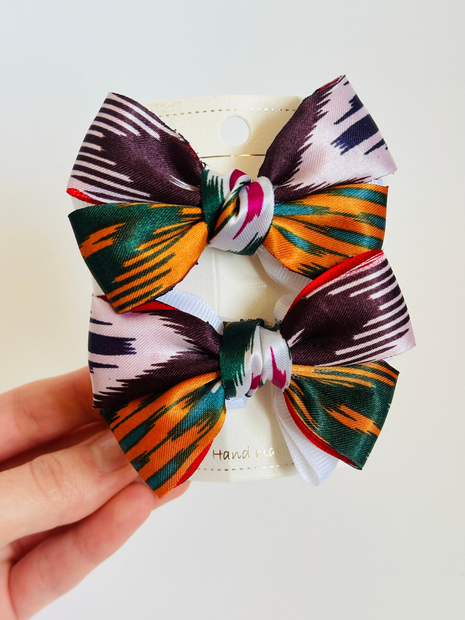 Бантики-резинки "Икат", для девочек, ручной работы, национальный стиль, 2 штуки
