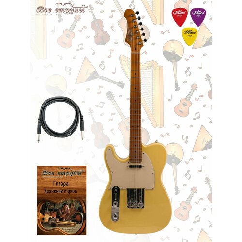 фото Электрогитара jet jt-300 bts lh telecaster для левшей с тёплым чехлом, струнами ernie ball, кабелем, тюнером и ремнём