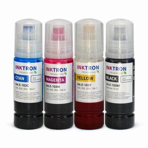 Чернила 003 для Epson Ecotank L3250, L3100, L3150, L3210, L3256, L3151, L3101, L3251, L1110, L1250, L3156, L3110, KeyLock, InkStar, комплект 4 x 70 мл