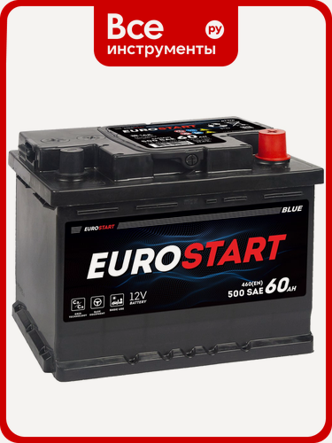 Изображение товара Аккумуляторная батарея EUROSTART R+ EB600 с обратной полярностью, кальциевый тип, для легковых и грузовых автомобилей