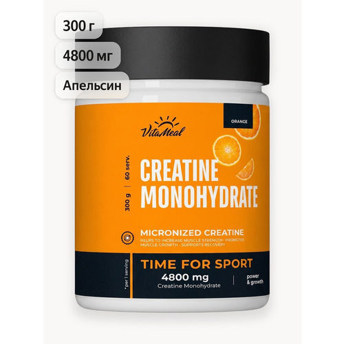 Креатин моногидрат порошок Creatine Monohydrate 300 г, Апельсин