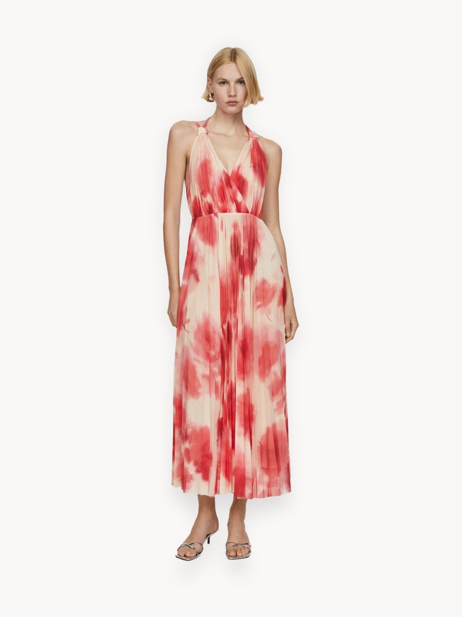 Платье MANGO OLIMPIA, размер 22, кораллово-красный