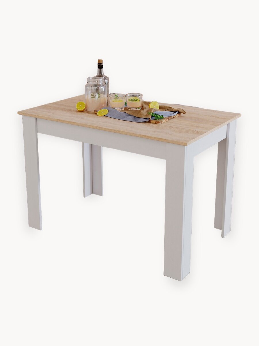 Стол обеденный ТриЯ Промо тип 2, ЛДСП, дуб сонома/белый, 110 x 67 x 73 см