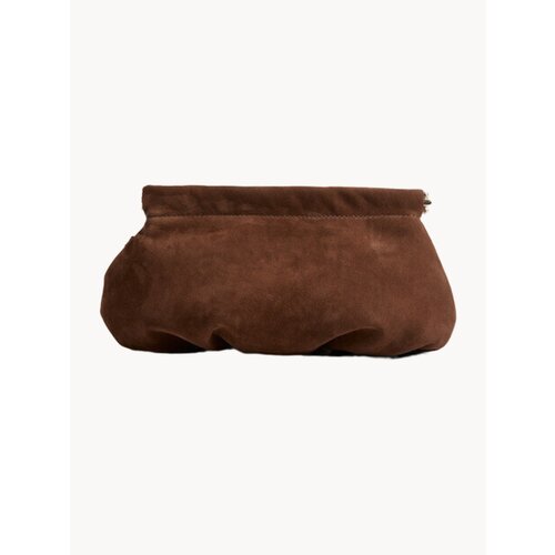 Сумка клатч Calzetti TIZI, фактура бархатистая, коричневый