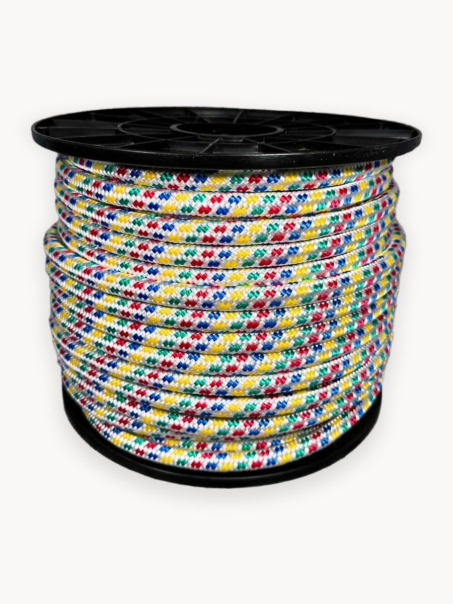 Веревка туристическая 12 мм 50 м цветная. Шнур полипропиленовый плетеный с сердечником