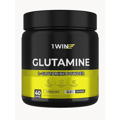 Глютамин Порошок, вкус Цитрусовый микс, 40 порций, Аминокислота для роста мышц и укрепления иммунитета