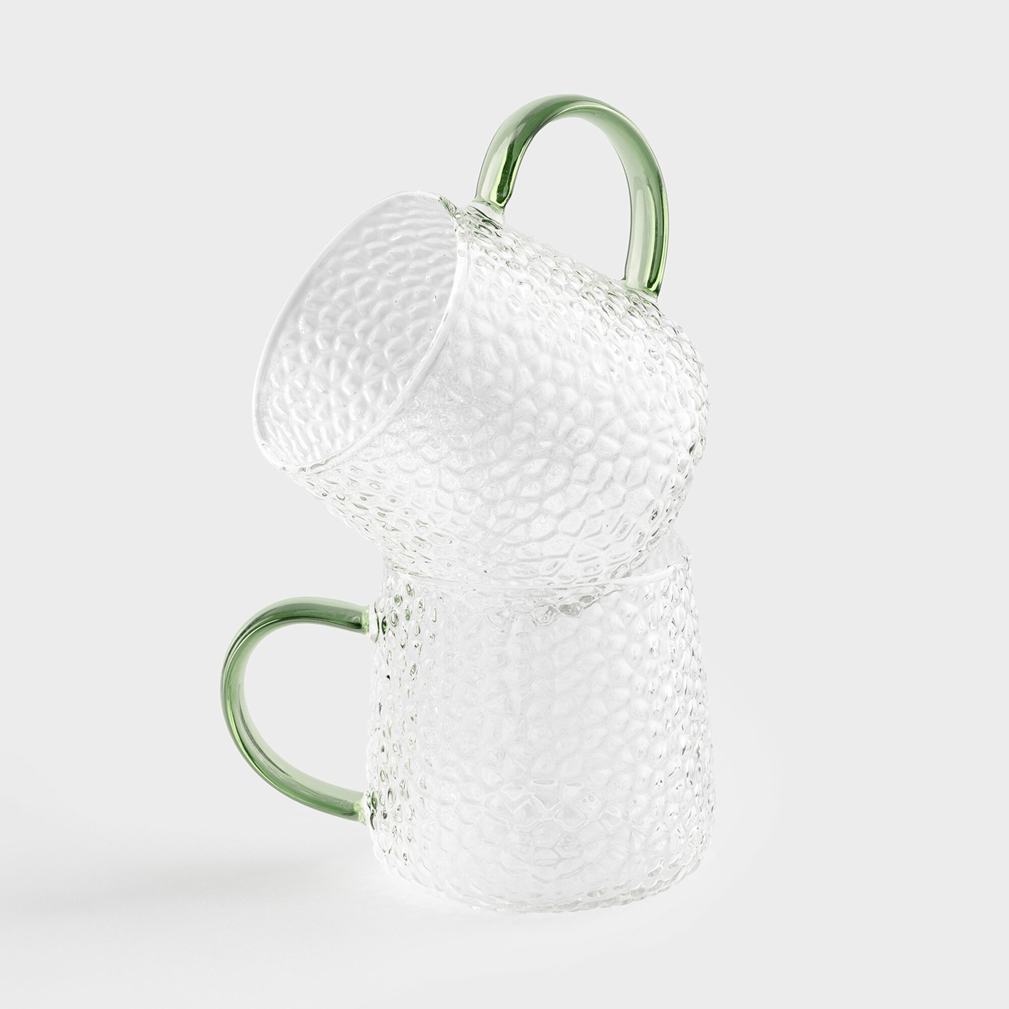 Кружка 340 мл 2 шт стекло Б зеленая ручка Dawned