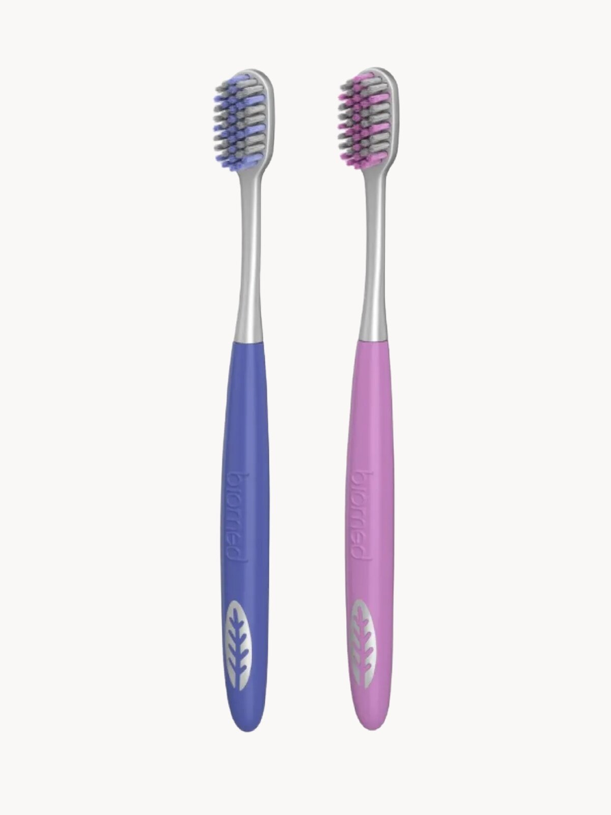 Зубная щетка BIOMED PINK SALT с розовой гималайской солью, мягкая, набор 2 шт. цвет синий, розовый