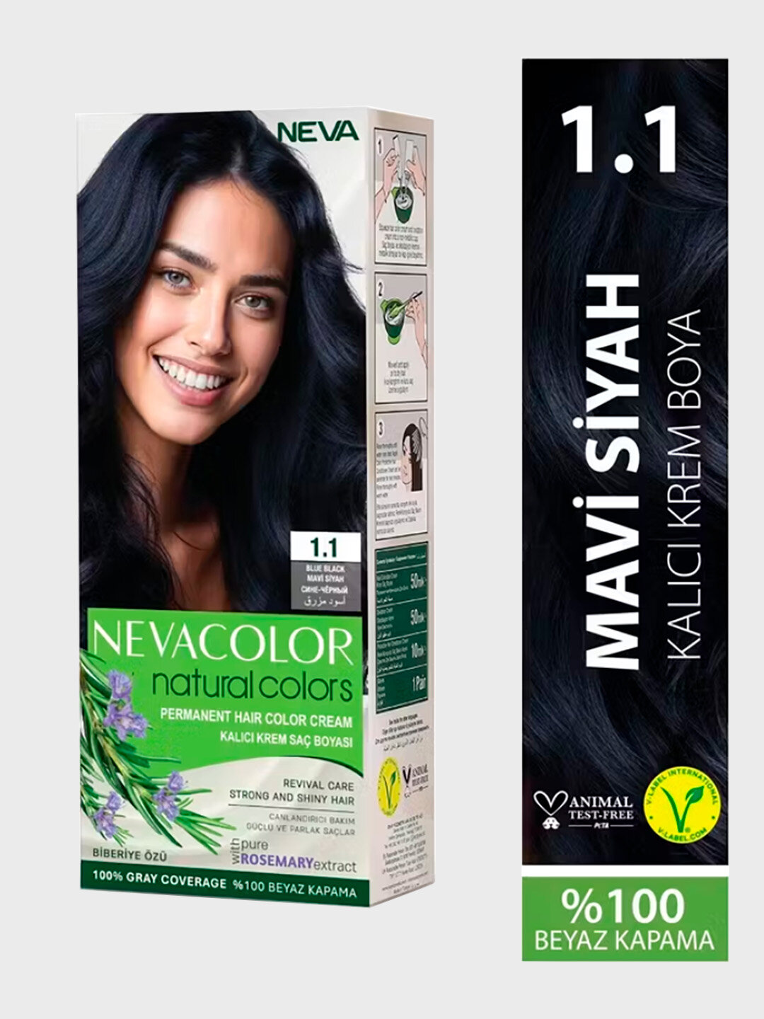 Крем-краска для волос Nevacolor Natural Colors № 1.1 Иссиня-черный, 110 ml