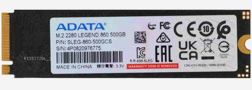 Изображение товара SSD накопитель A-Data Legend 860 500ГБ, M.2 2280, PCIe 4.0 x4,(SLEG-860-500GCS)