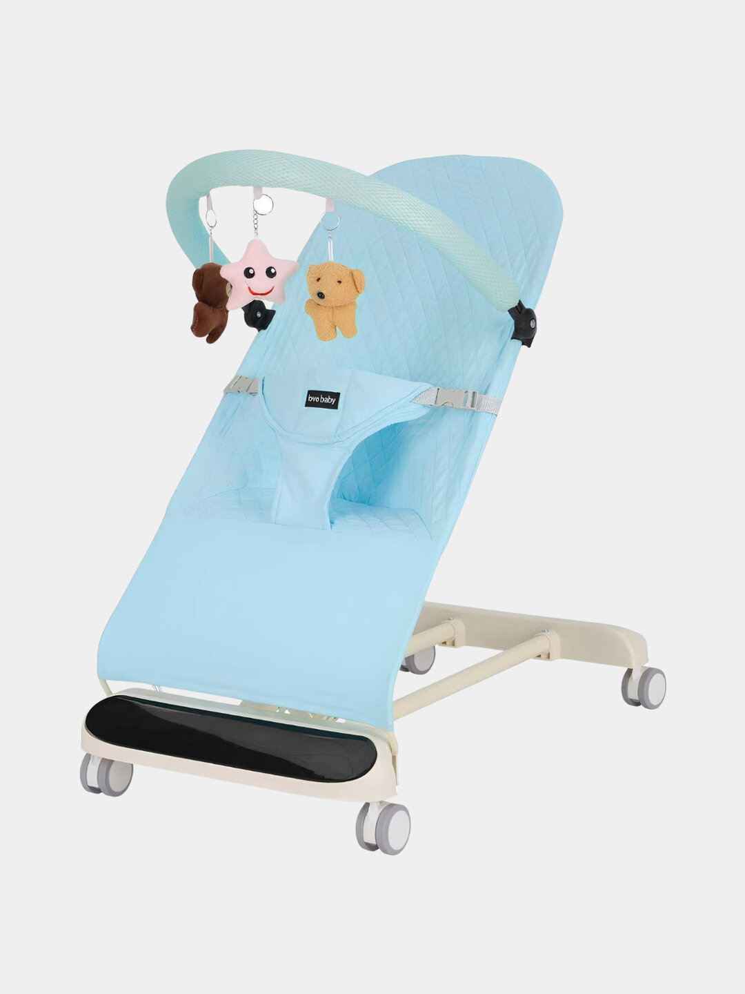 Шезлонг для новорожденных музыкальный, кресло качалка на колесиках, колыбельная — фото 1