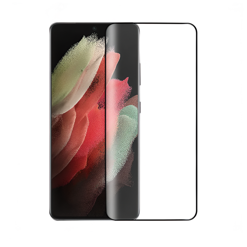 фото 3d/5d защитное стекло mypads для samsung galaxy s21 ultra с закругленными изогнутыми краями которое полностью закрывает экран / дисплей по краям .