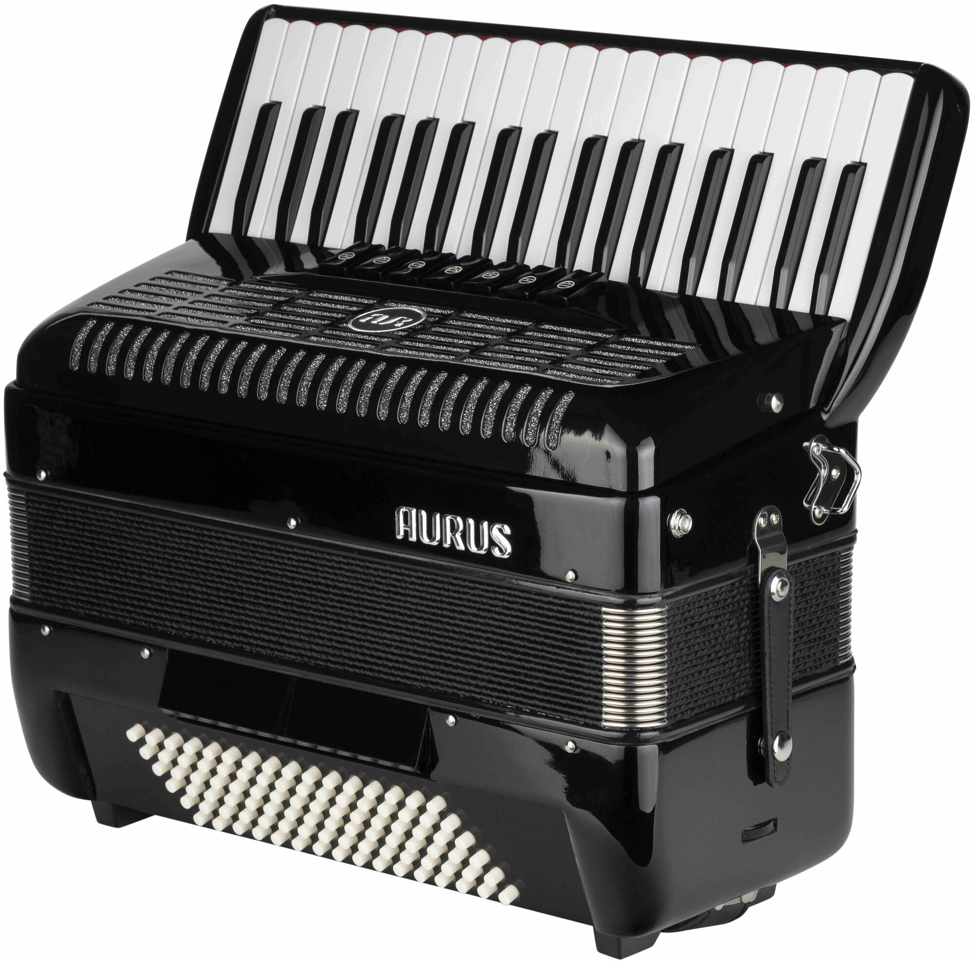 JH2017D-BLACK Аккордеон 37/96/7+2, черный, с футляром, Aurus — фото 1