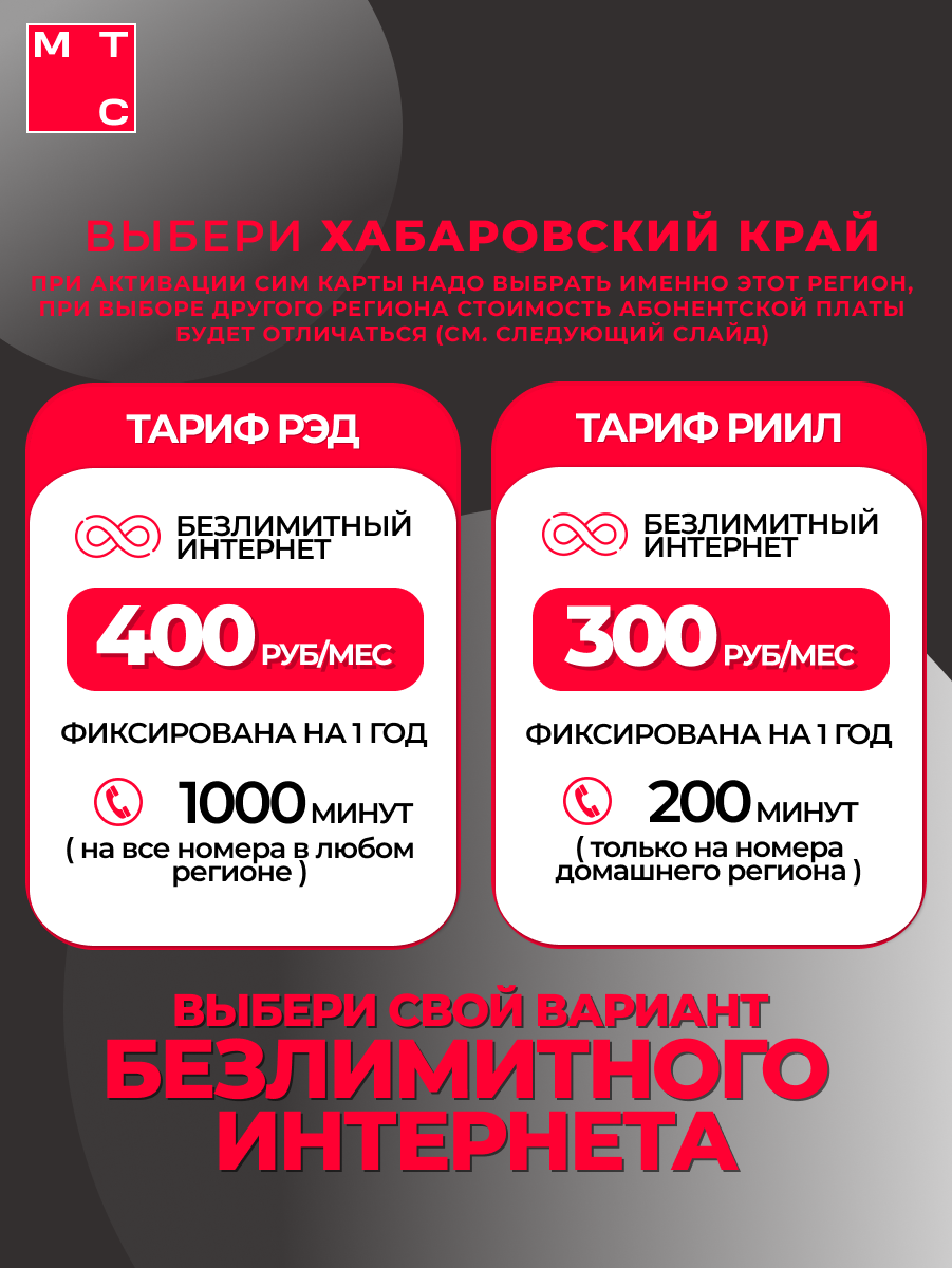 Сим карта МТС, полный безлимитный интернет, для всей России, тариф на выбор — фото 1