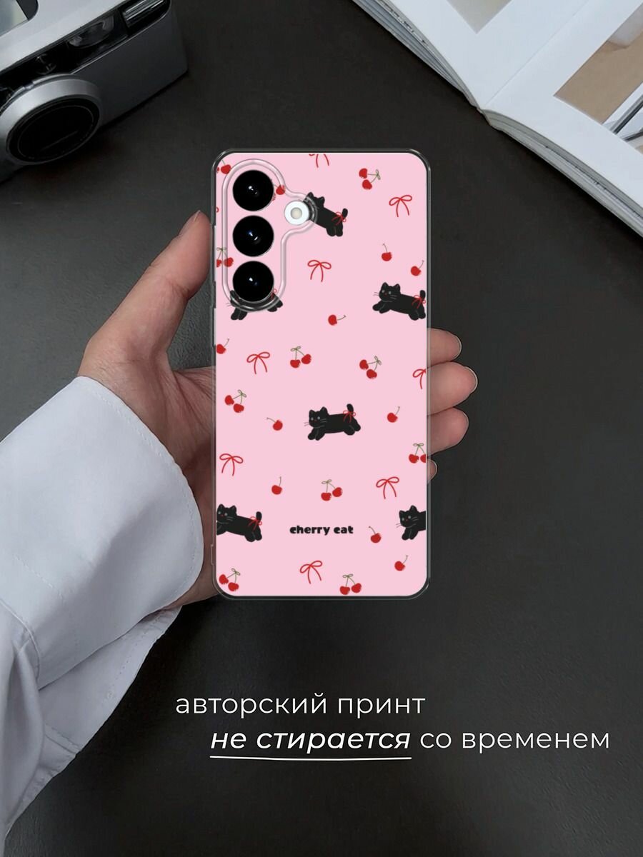 Чехол на Samsung S26 Plus / Самсунг S26 Плюс с принтом Cherry cat — фото 1