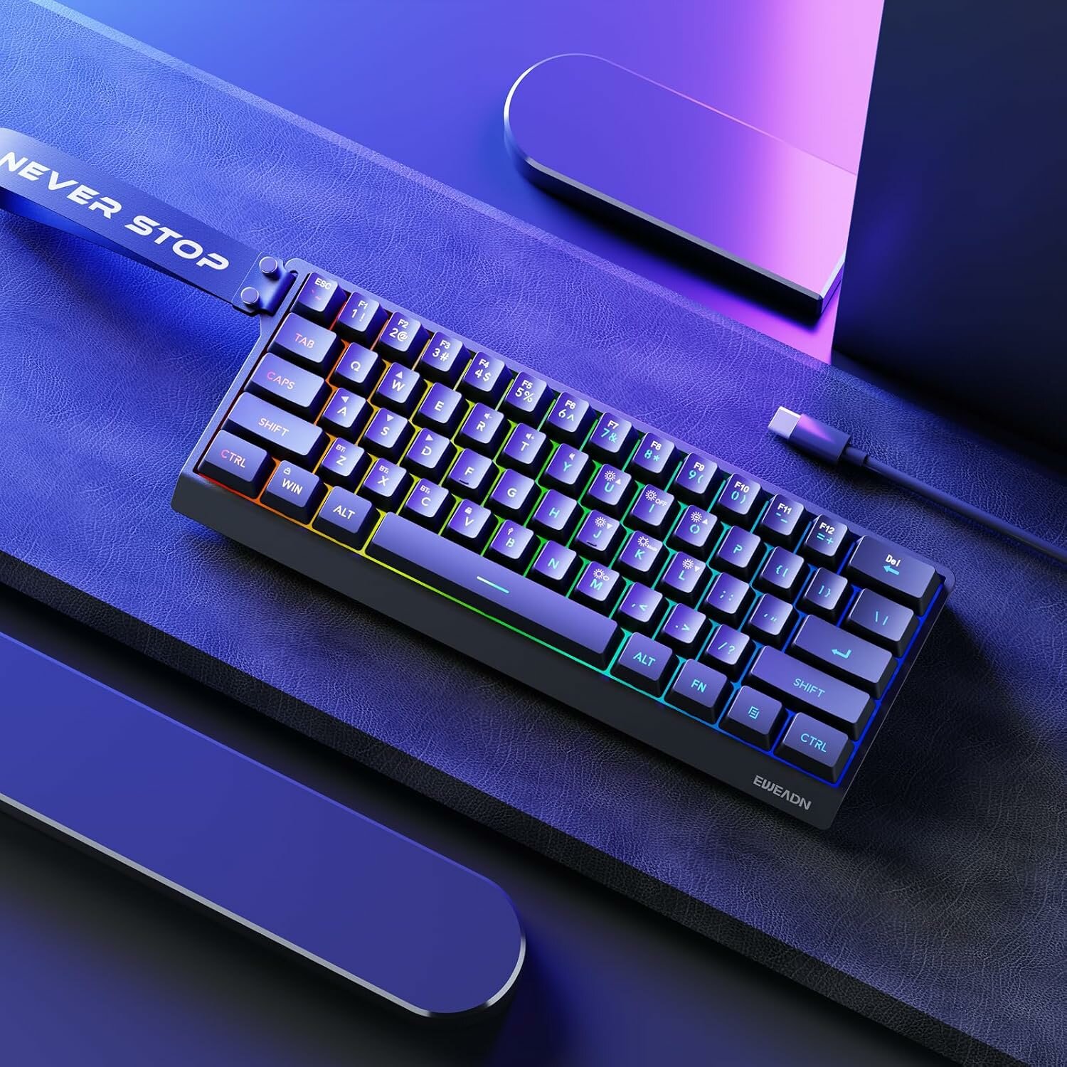 Мембранная клавиатура Eweadn F61 черная, проводная, для домашних и офисных компьютеров