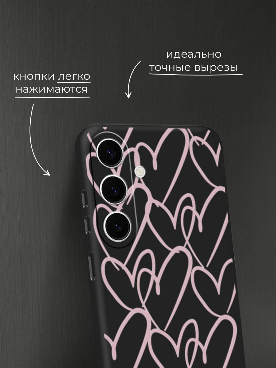 Чехол на Samsung Galaxy S25 FE / Самсунг S25 Фе с принтом Hearts doodle pink 1 — фото 1