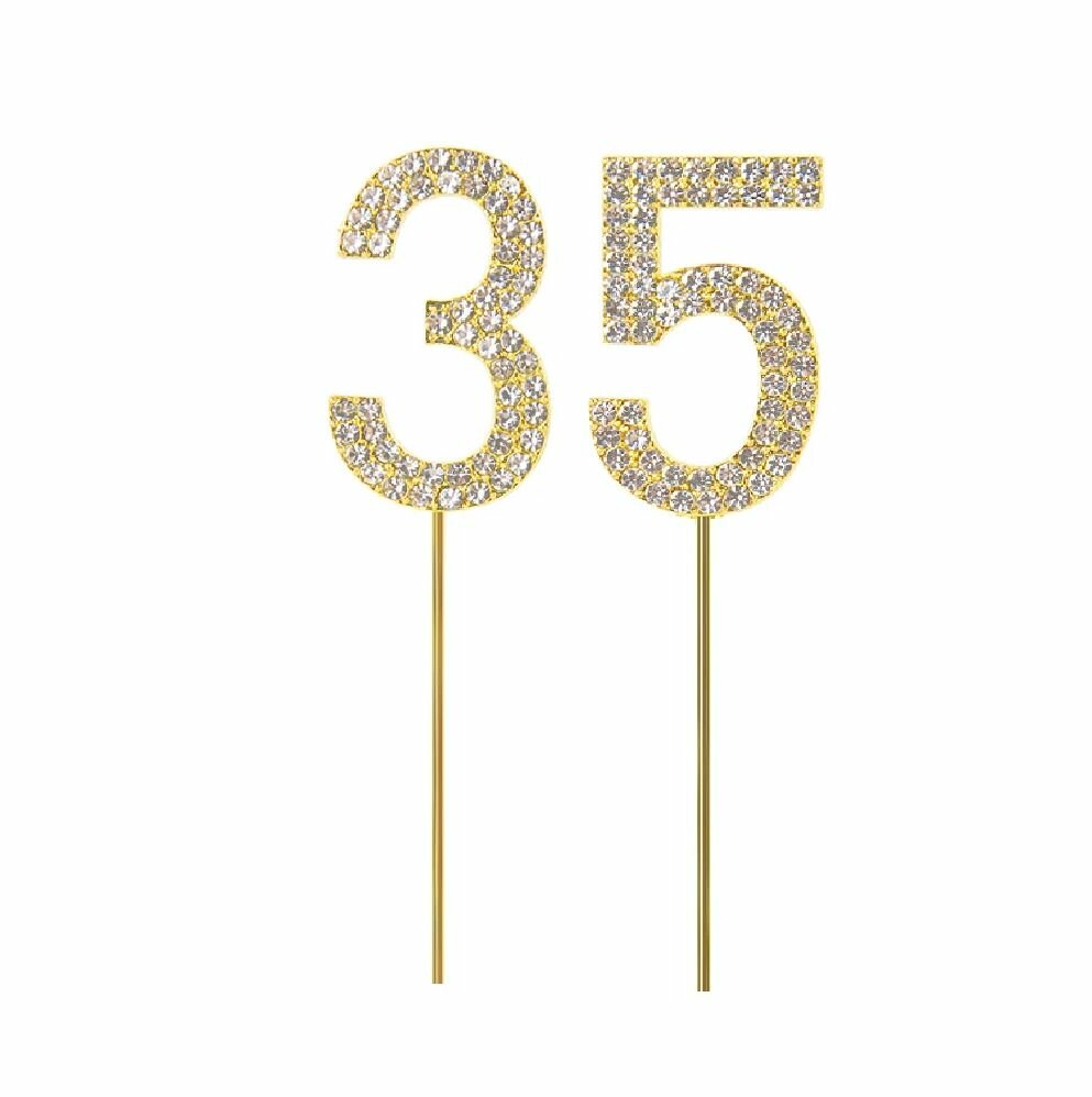 Набор топперов 35 металлический золотистый со стразами