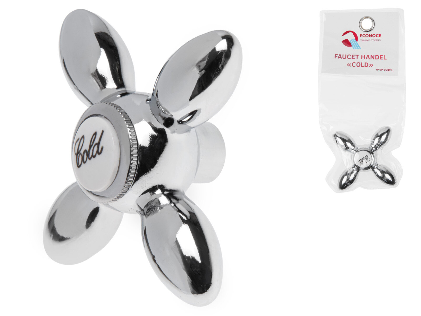 Маховик для вентильного смесителя ECONOCE серия 9 "COLD", холодная вода — фото 1