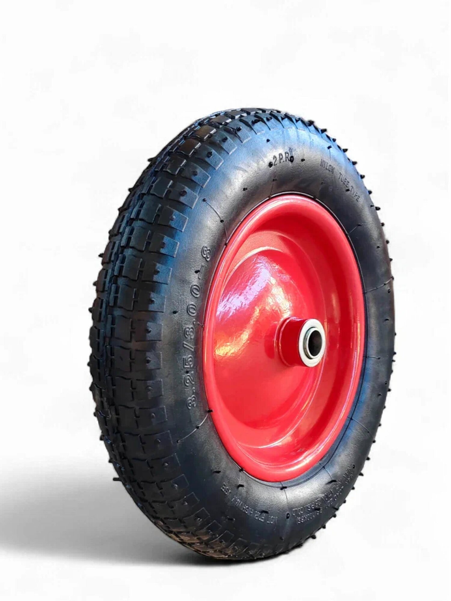 Колесо для тачки/тележки садовой/строительной PR2400 размер 13*3,25-8 20/90 мм диск сварной, красный — фото 1