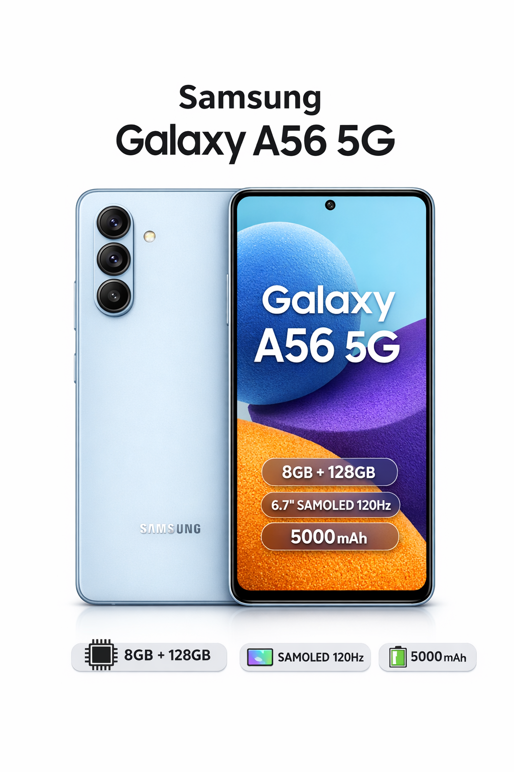 Смартфон Samsung Galaxy A56 5G, 8GB 128GB, SAMOLED 120Hz 6.7", 5000 mAh