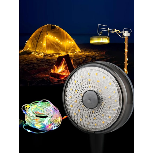 Уличная гирлянда-фонарь для кемпинга, палаточная, аккумуляторная, CAMPING LIGHT 10 м, разноцветно- желтый свет
