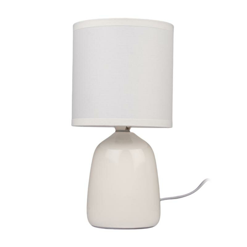 Светильник настольный JH2-02-wh E14 IP20 130х130х255мм керамика; ткань; PVC-пластик бел, JAZZWAY 5062313 (1 шт.)