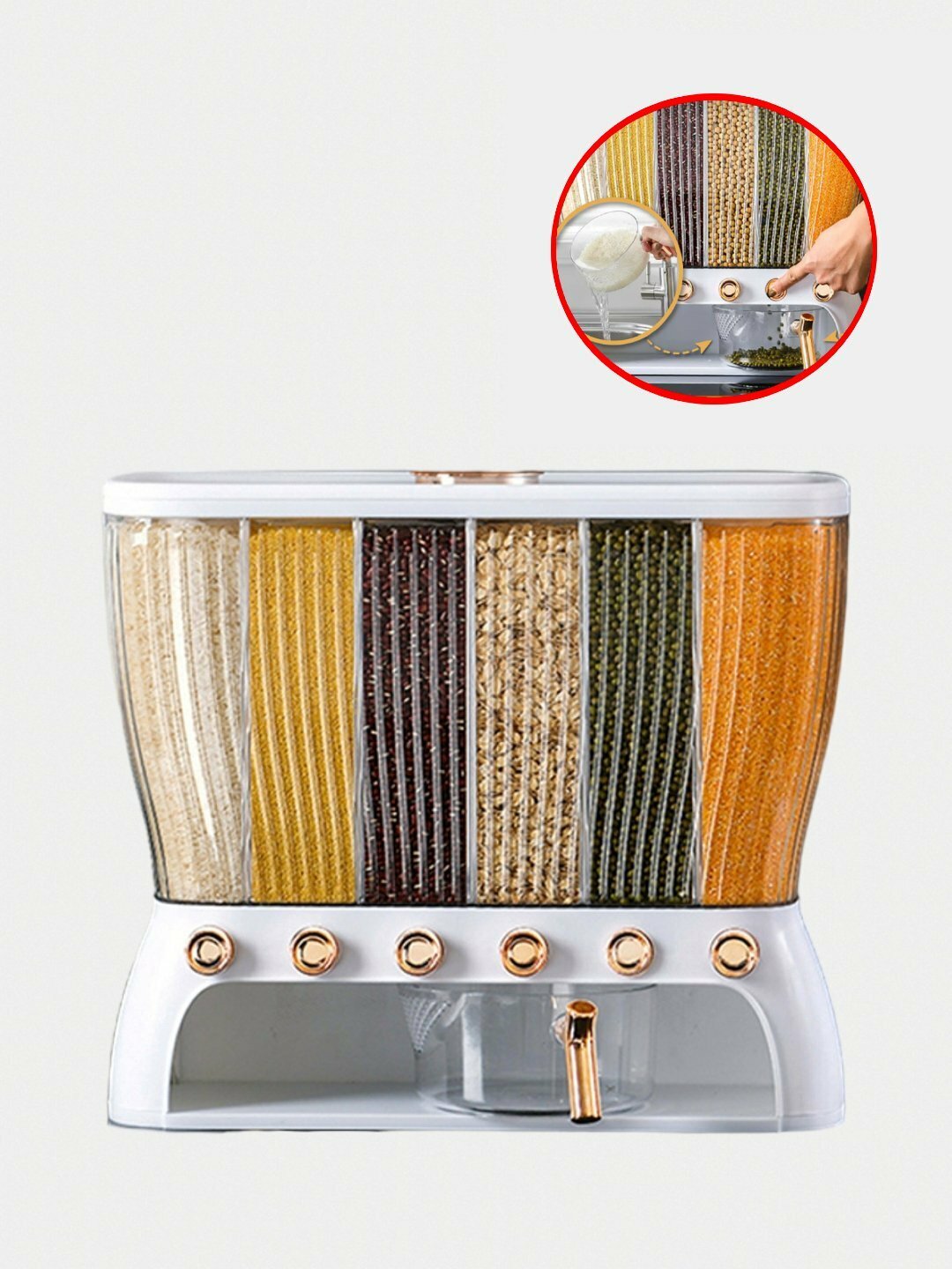 Контейнер для круп, большой органайзер и кухонный диспенсер, для сыпучих продуктов 12,5л