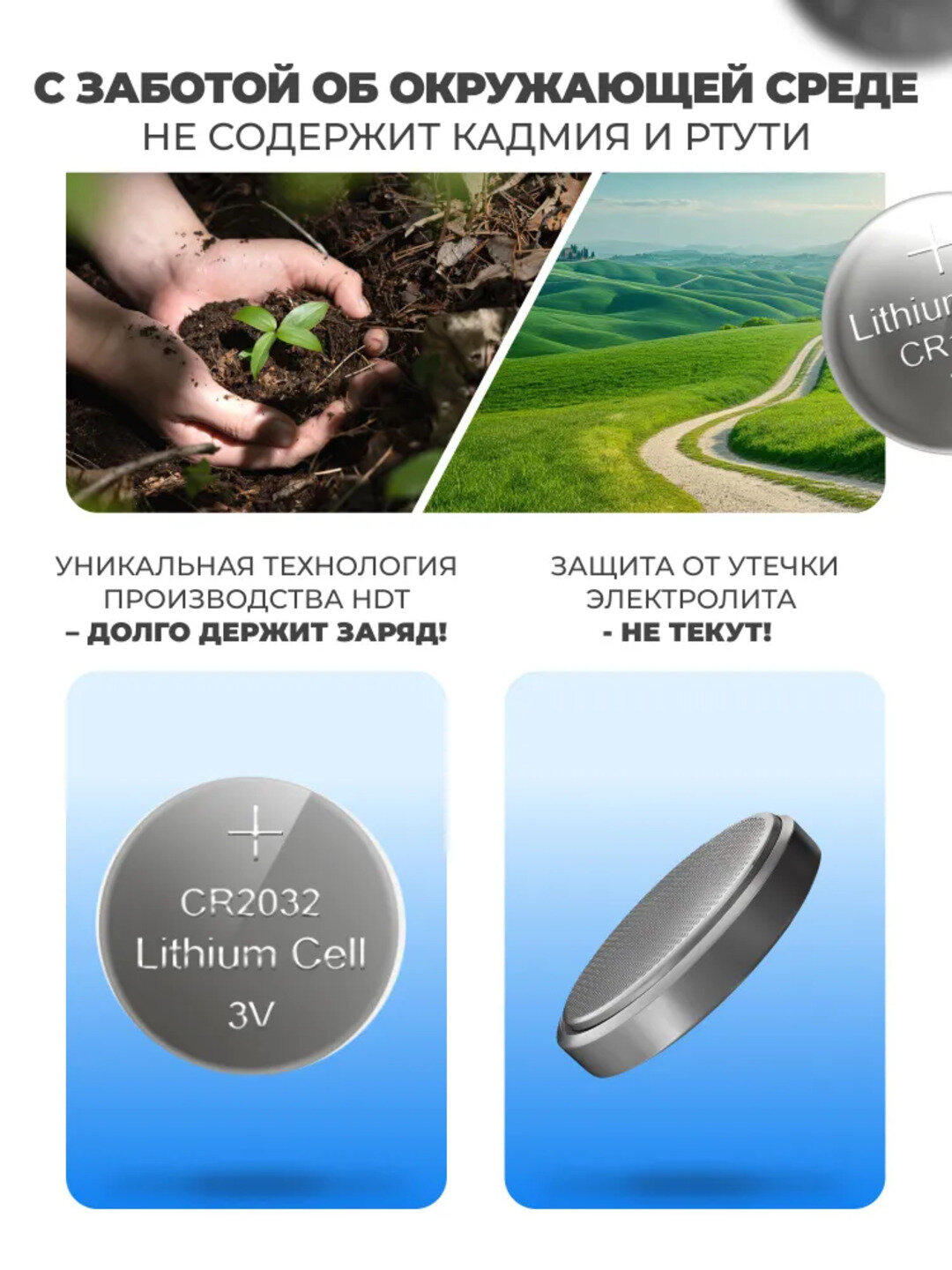 Батарейки литие Everyday Batteries, CR2032, 1 штуки в упаковке — фото 1