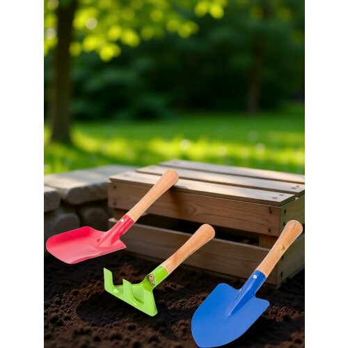 Набор садовых мини-инструментов Gigant GVER-23 совок грабли лопата сталь дерево 601₽