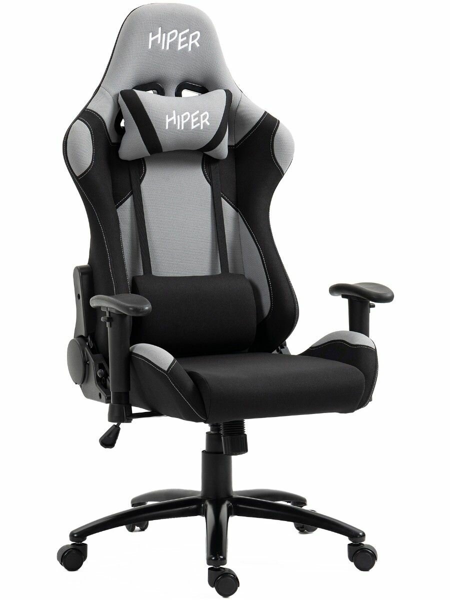 Кресло игровое Hiper Bora HGC101, до 180 кг, механизм Butterfly, чёрное/серое