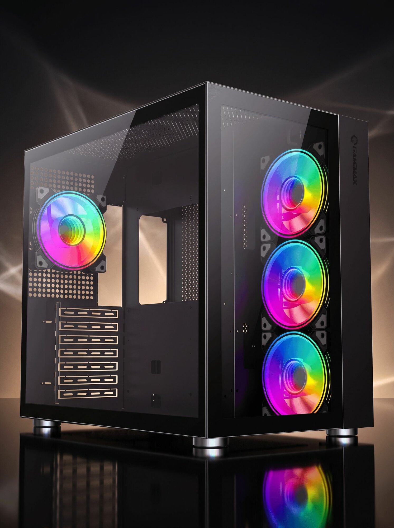 Корпус для ПК GAMEMAX Infinity BK, Midi-Tower, ATX, Micro-ATX, Mini-ITX Закаленное стекло USB 3.0+Type C
