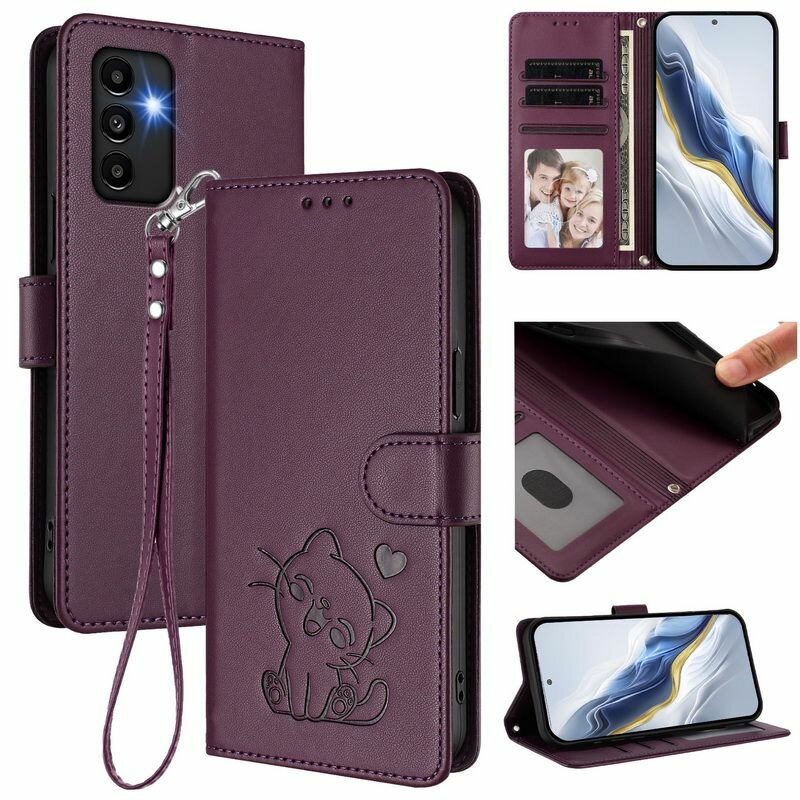 Чехол книжка для Самсунг Галакси A13 4Г 5Г и A04 4Г и M13 5Г и A04S ( Samsung Galaxy A13 и A04 4G и M13 5G и A04S ) кожаный с магнитной застежкой, с функцией подставки, коротким шнурком