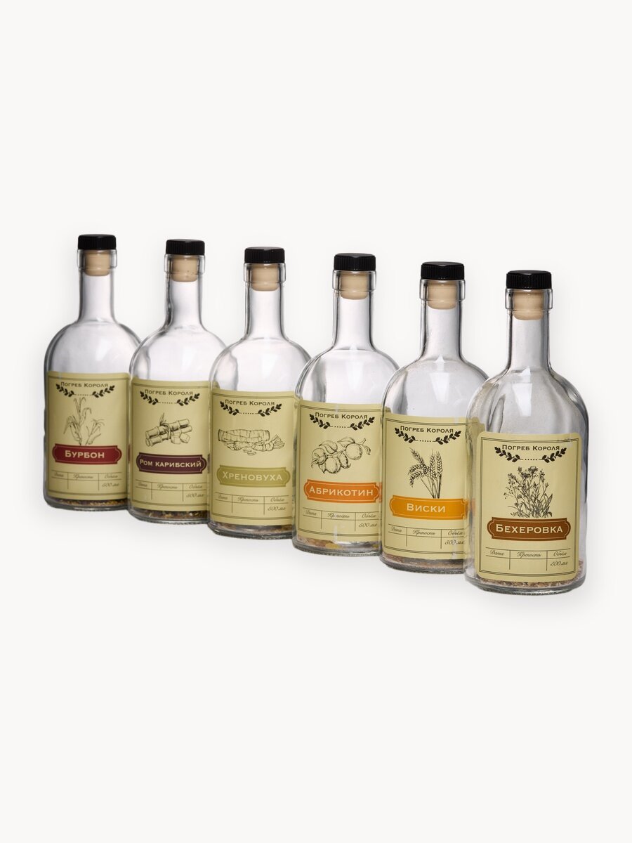 Подарочный набор Domoteka K "Для приготовления настоек", 6 бутылок, стекло