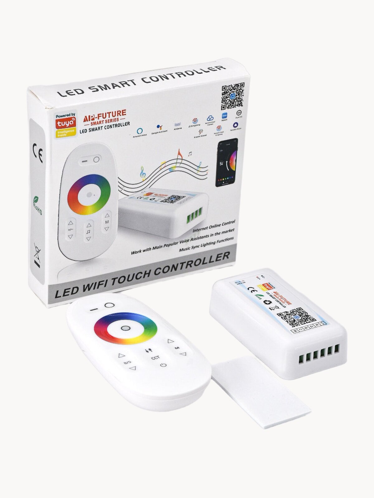 Умный музыкальный Wi-Fi диммер контроллер для светодиодной цветной RGBWC ленты, 12-24 В, 144-288 Вт + RF пульт управления