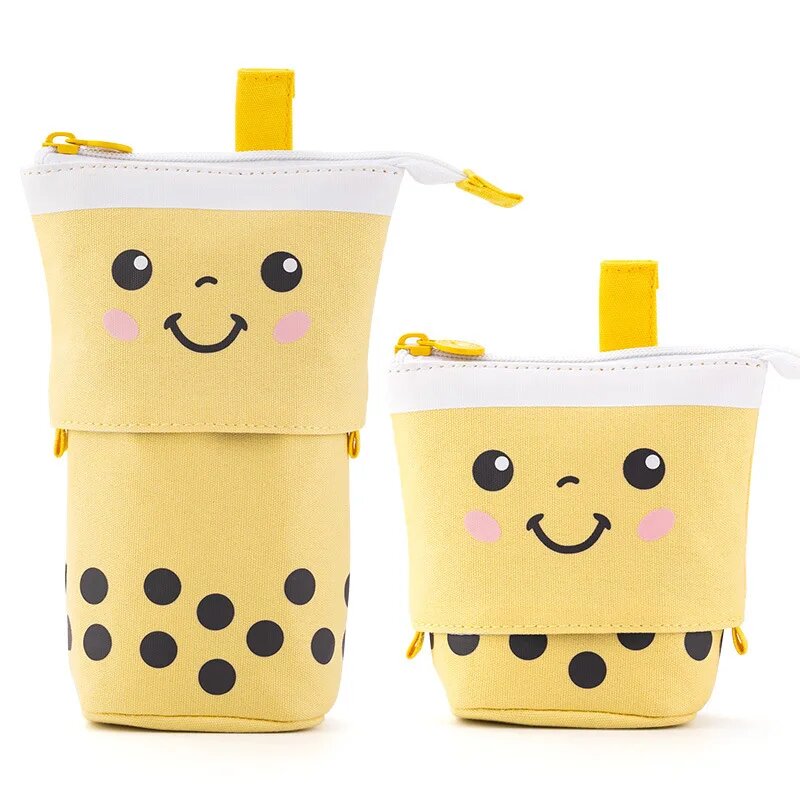 Желтый пенал-стаканчик Boba Tea с застежкой-молнией