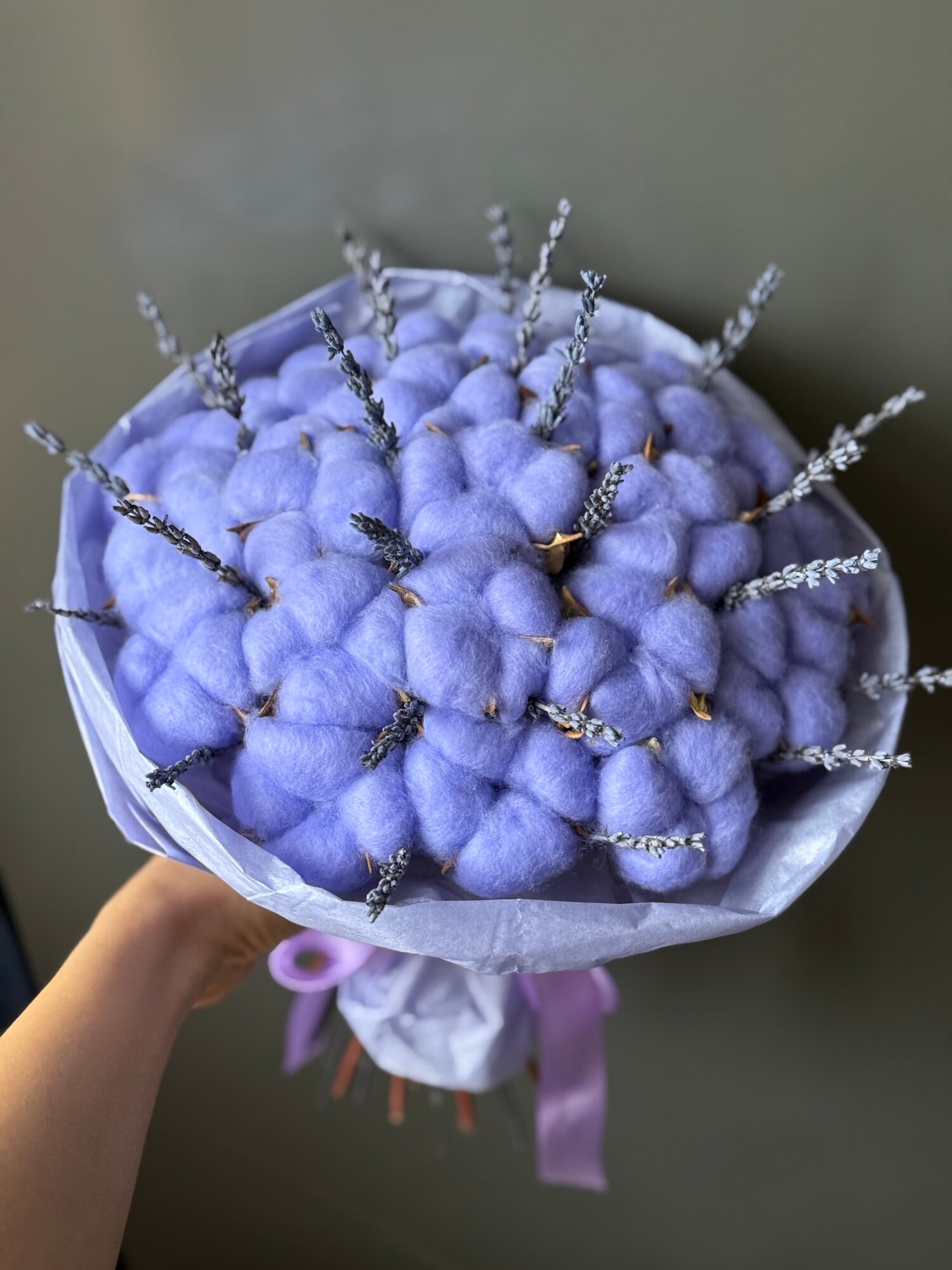 Букет из хлопка и лаванды