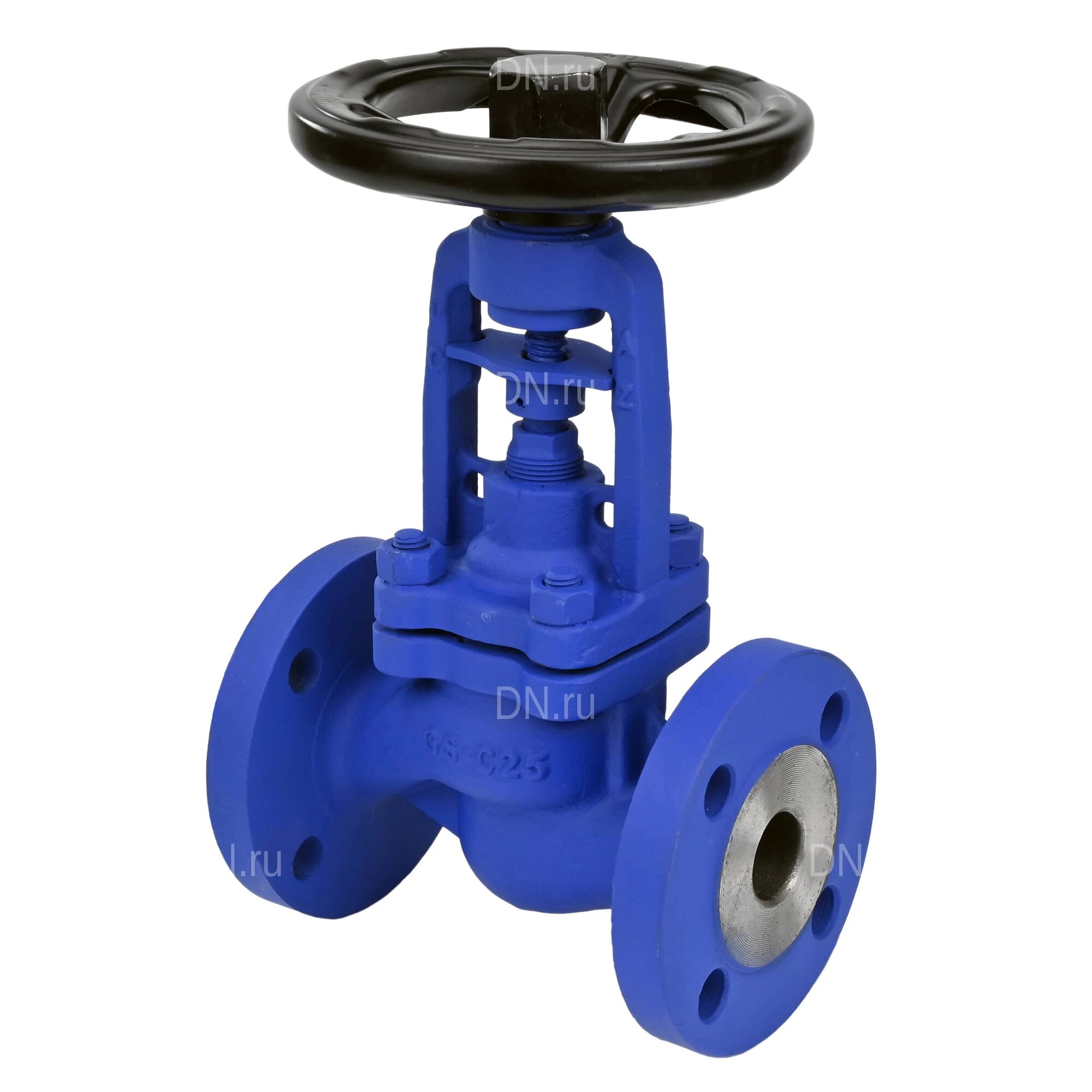 Клапан запорный сильфонный DN.ru 234F Ду80 Ру40 фланцевый, стальной, корпус - GS-C25, диск - X10Cr13, уплотнение SS304, со штурвалом