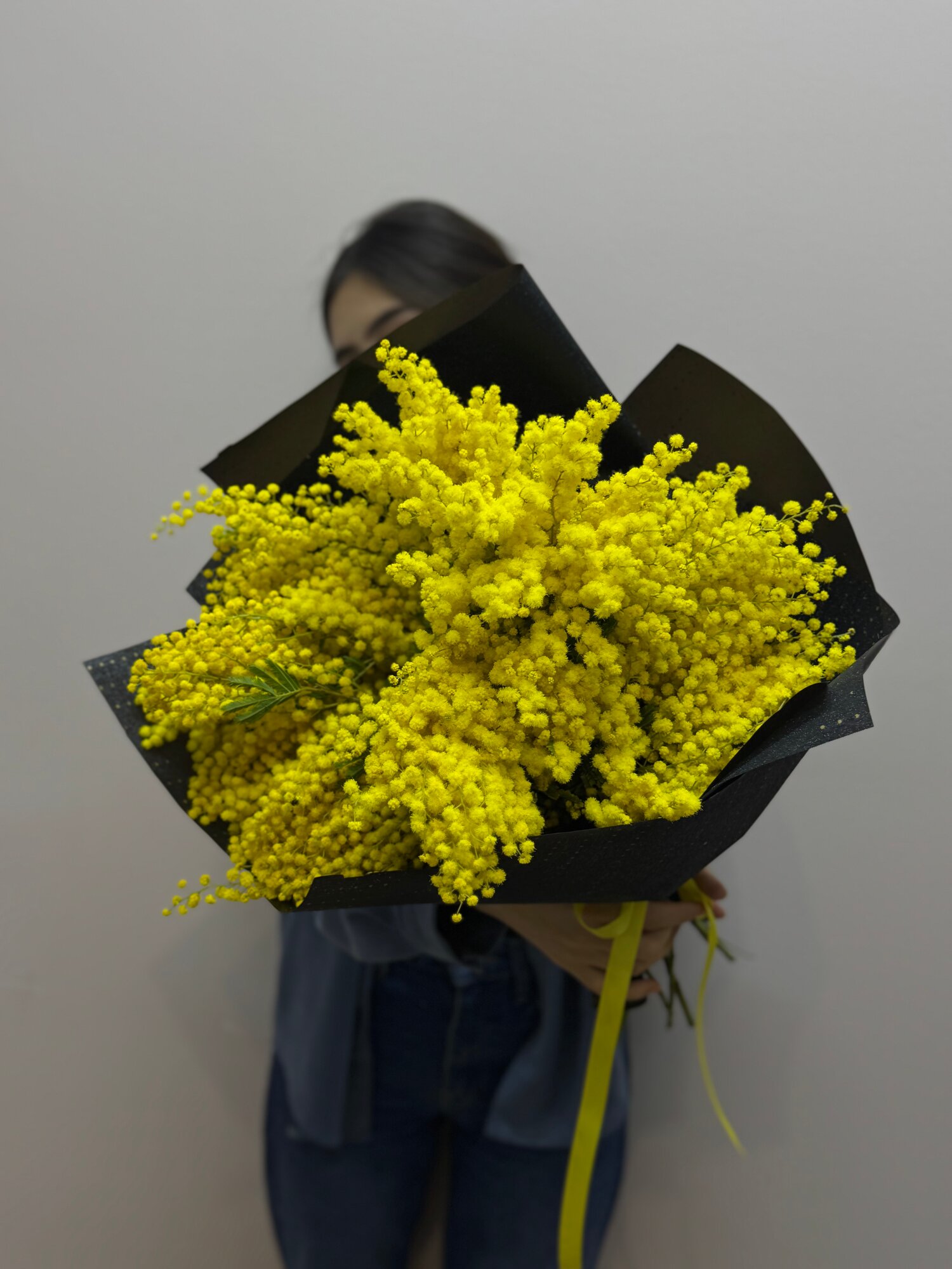 Букет живых цветов, мимозы NURA FLOWERS, 15 цветков, высота 50 см.