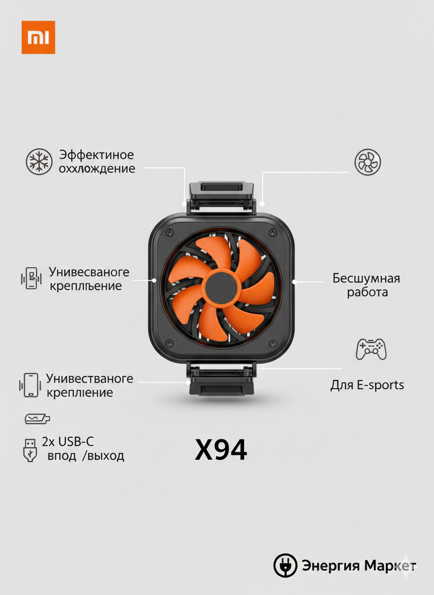 Охладитель для телефона X94, игровой радиатор, Type-C, 5 В 2 А — фото 1